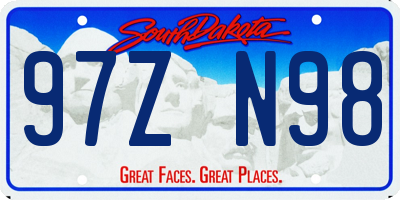 SD license plate 97ZN98