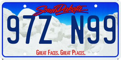 SD license plate 97ZN99