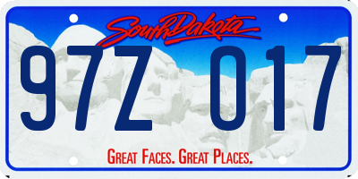 SD license plate 97ZO17