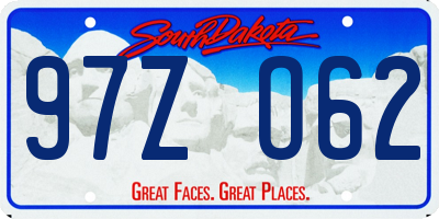 SD license plate 97ZO62