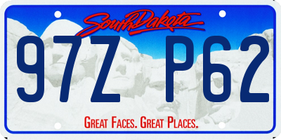 SD license plate 97ZP62