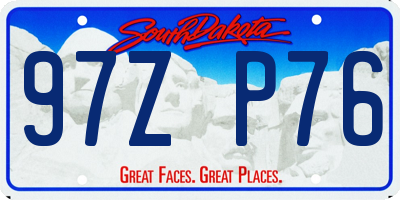 SD license plate 97ZP76