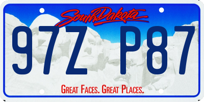 SD license plate 97ZP87