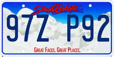 SD license plate 97ZP92