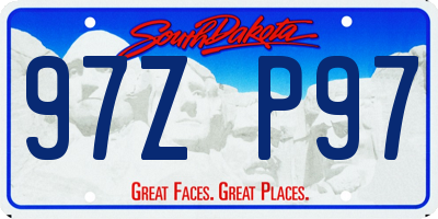 SD license plate 97ZP97