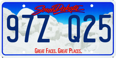 SD license plate 97ZQ25