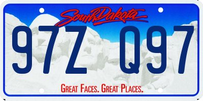 SD license plate 97ZQ97