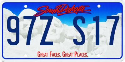 SD license plate 97ZS17