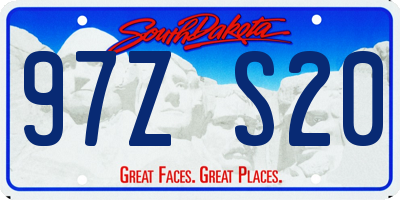 SD license plate 97ZS20