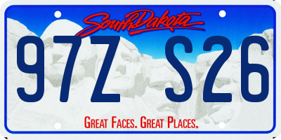 SD license plate 97ZS26