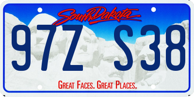 SD license plate 97ZS38