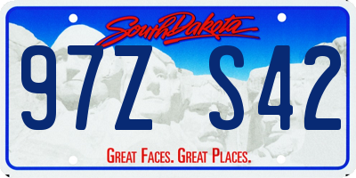SD license plate 97ZS42