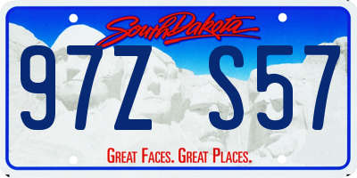 SD license plate 97ZS57