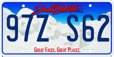 SD license plate 97ZS62