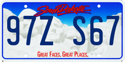 SD license plate 97ZS67