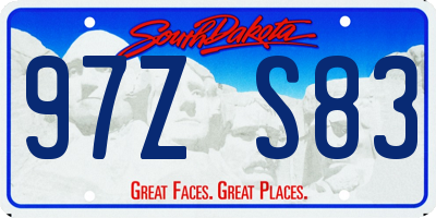 SD license plate 97ZS83