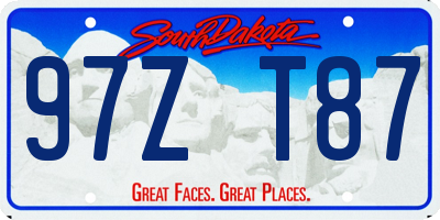 SD license plate 97ZT87