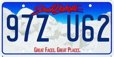 SD license plate 97ZU62