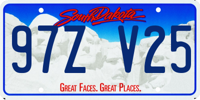 SD license plate 97ZV25