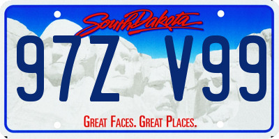 SD license plate 97ZV99