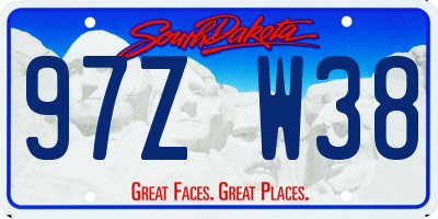 SD license plate 97ZW38