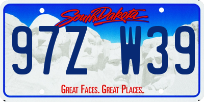 SD license plate 97ZW39