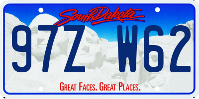 SD license plate 97ZW62