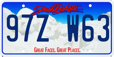 SD license plate 97ZW63