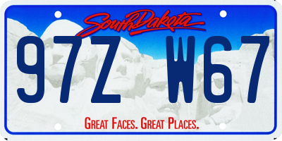 SD license plate 97ZW67