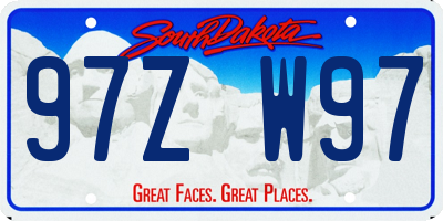 SD license plate 97ZW97
