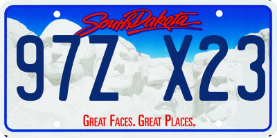 SD license plate 97ZX23