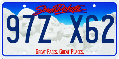 SD license plate 97ZX62