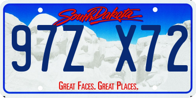 SD license plate 97ZX72