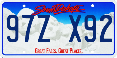 SD license plate 97ZX92