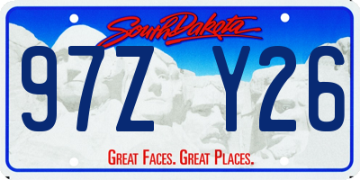 SD license plate 97ZY26