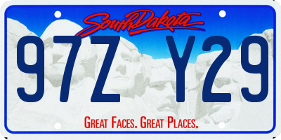 SD license plate 97ZY29