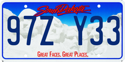 SD license plate 97ZY33