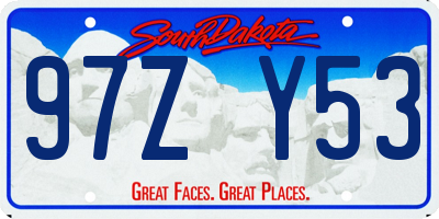 SD license plate 97ZY53