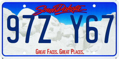 SD license plate 97ZY67