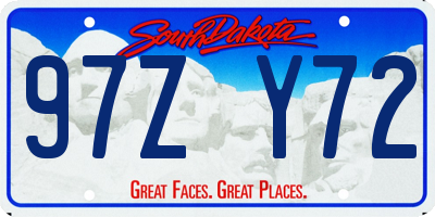 SD license plate 97ZY72