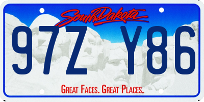 SD license plate 97ZY86