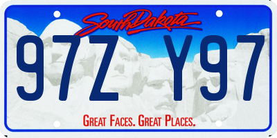 SD license plate 97ZY97