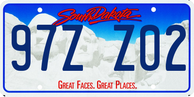 SD license plate 97ZZ02