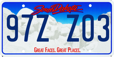 SD license plate 97ZZ03