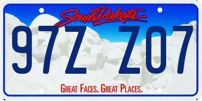 SD license plate 97ZZ07