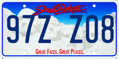 SD license plate 97ZZ08
