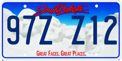SD license plate 97ZZ12