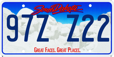 SD license plate 97ZZ22