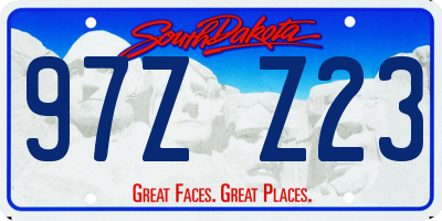 SD license plate 97ZZ23