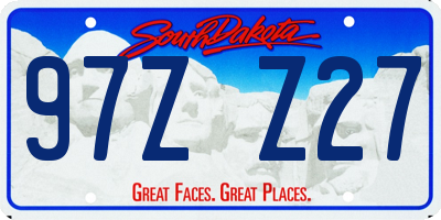 SD license plate 97ZZ27